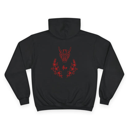 Champion Hoodie with Bold Red Graphics | Streetwear, Urban Fashion, Casual Wear, Gift for Him, Cool Graphic Hoodie